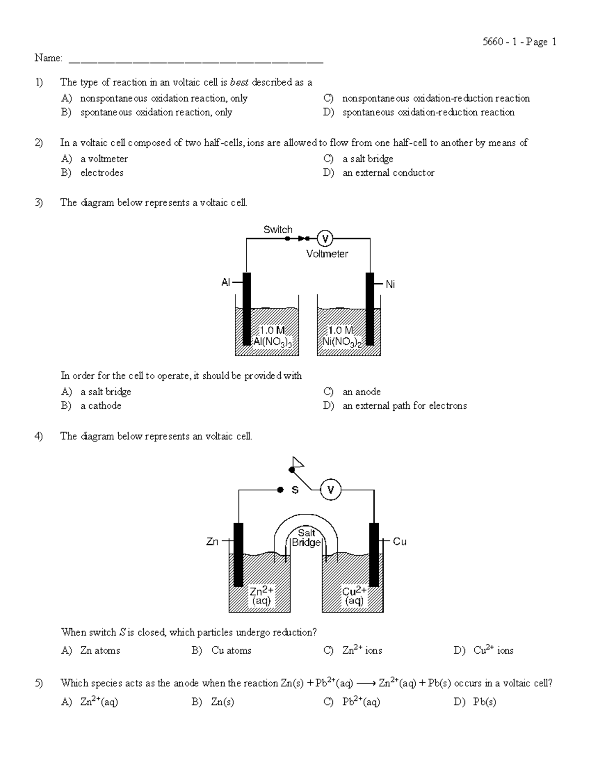 Redox Lesson Problem SET 3 - Name ...