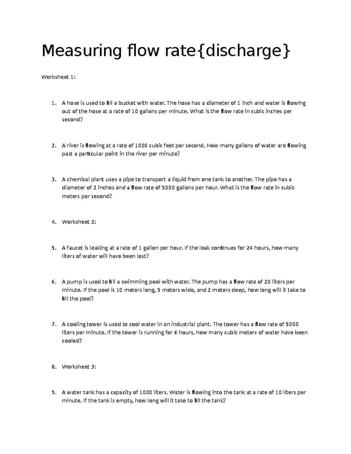 Measuring flow rate{Discharge} - Measuring flow rate{discharge ...