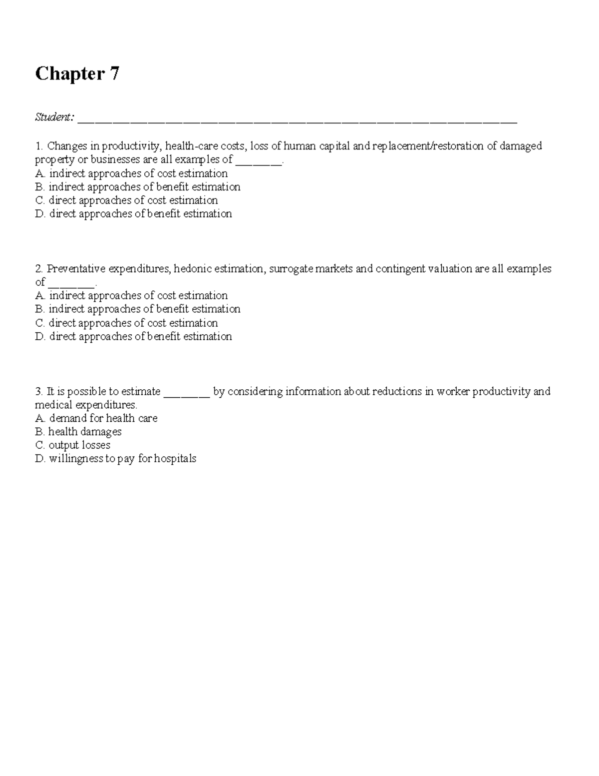 Chapter 7 - VERY HELPFUL!! Practice Exam Question - Chapter 7 Student ...