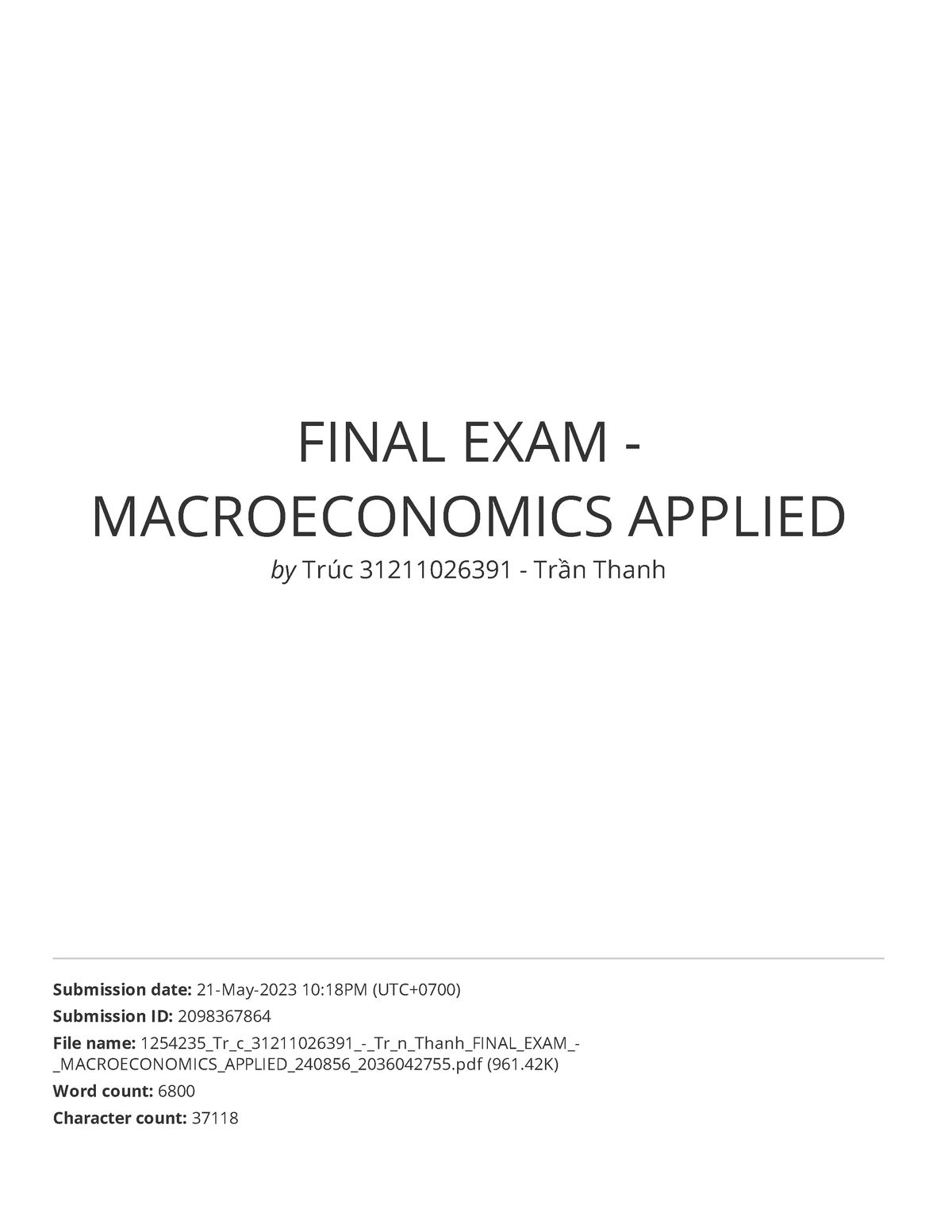 Final-EXAM- Macroeconomics- Applied 2 - FINAL EXAM - MACROECONOMICS ...