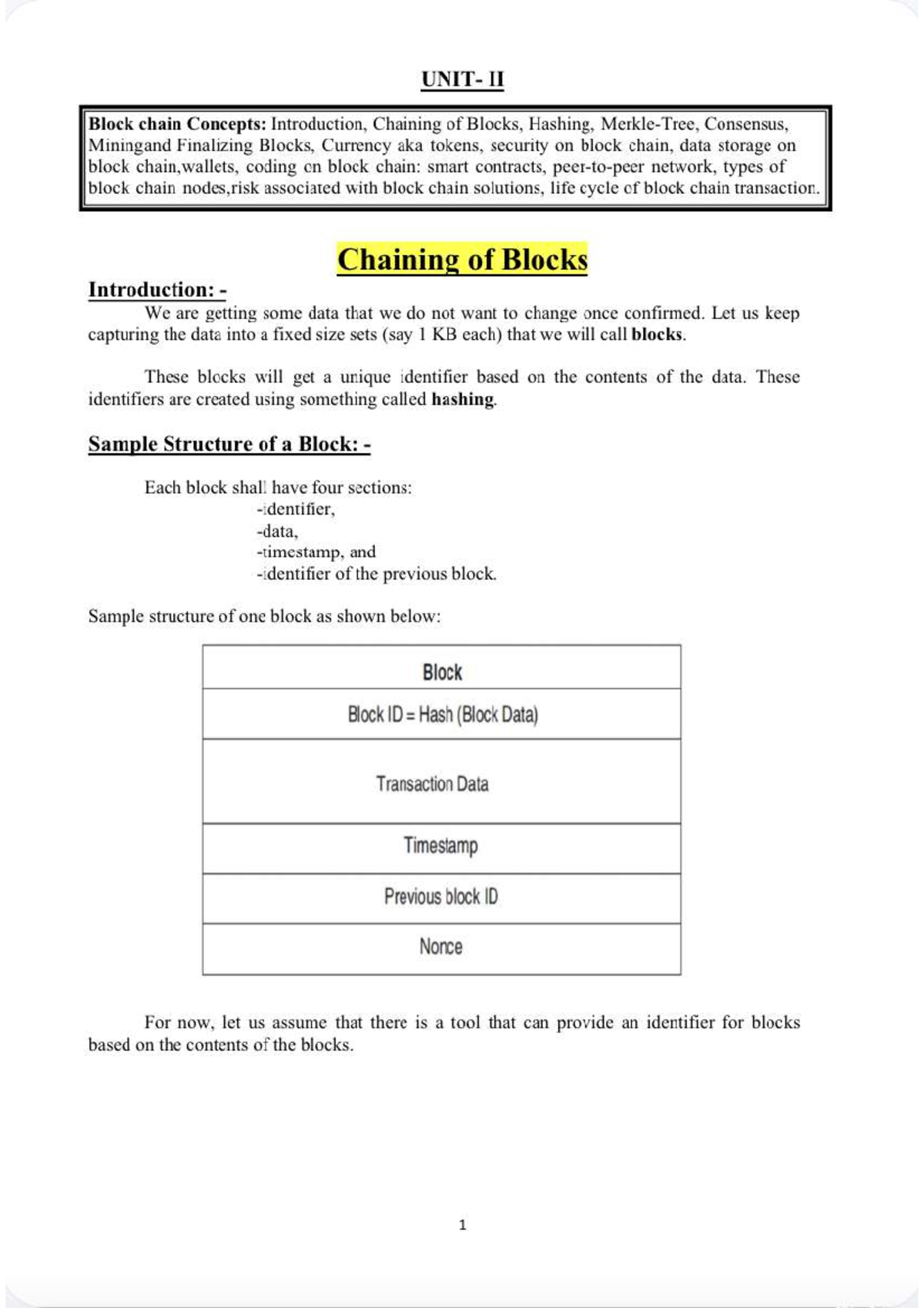 BCTA UNIT 2 - learn blockchain technology - II Block chain Concepts ...