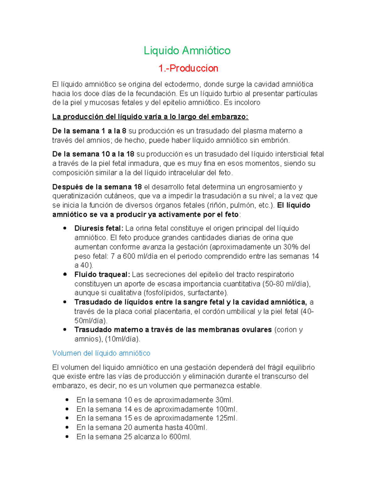 Liquido Anmiotico Liquido Amniótico 1.Produccion El líquido Liquido Anmiotico Liquido Amniótico 1.Produccion El líquido