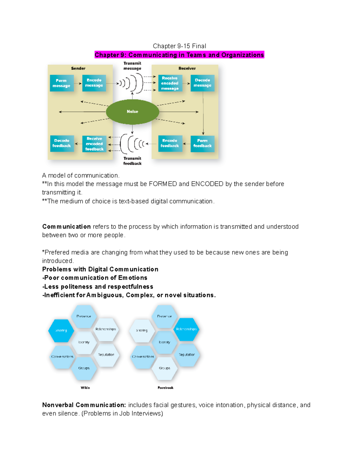 Chapter 9-15 Final - Lecture Notes Organizational Behavior - Chapter 9 ...