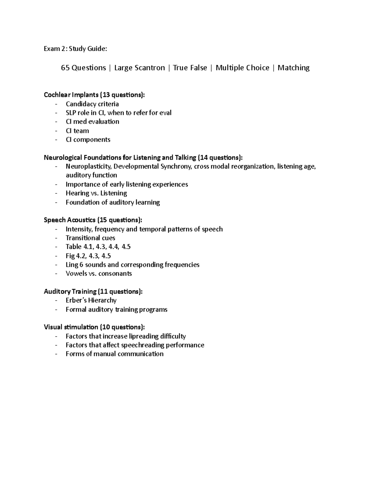 Exam 2 Study Guide - Exam 2: Study Guide: 65 Questions | Large Scantron ...