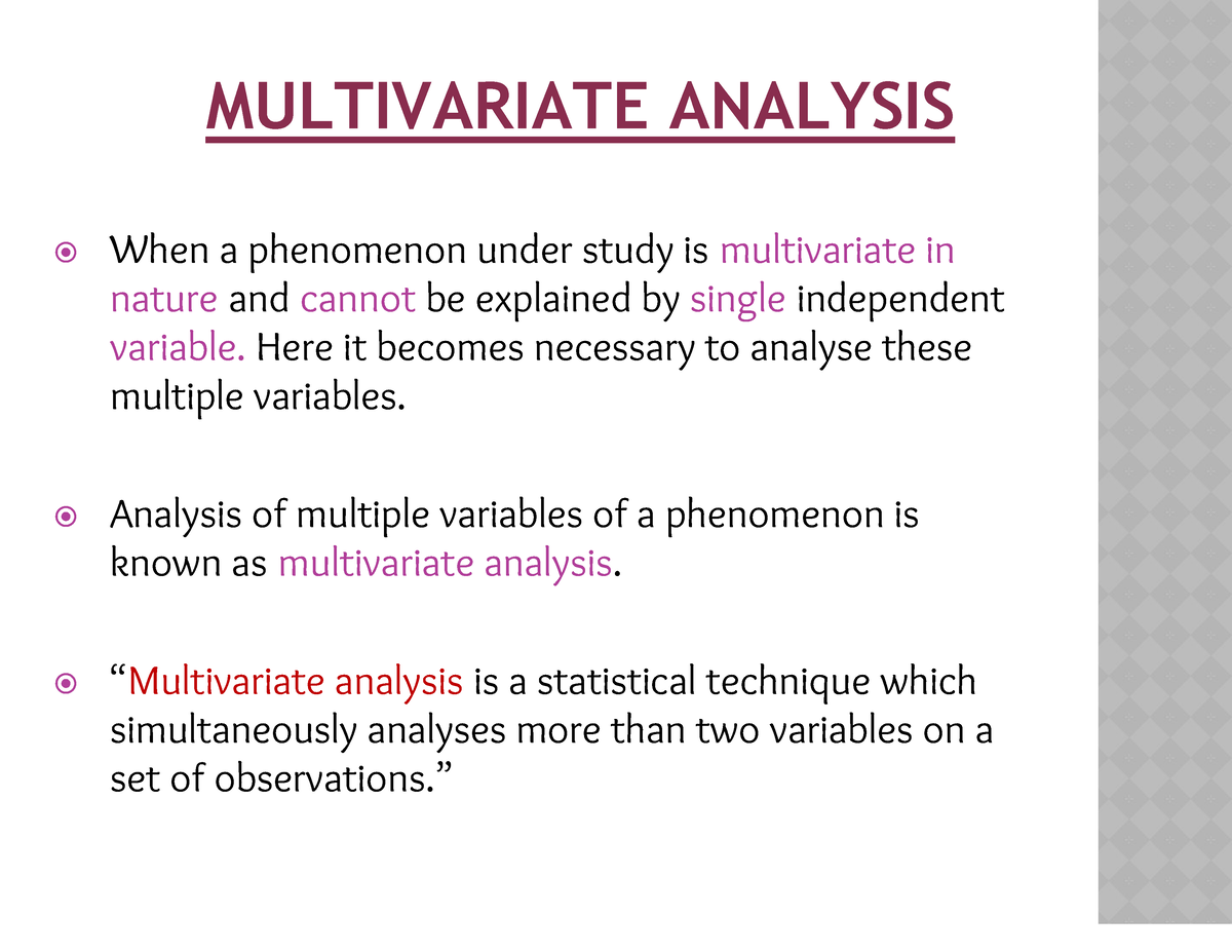 what is multivariate analysis in research methodology