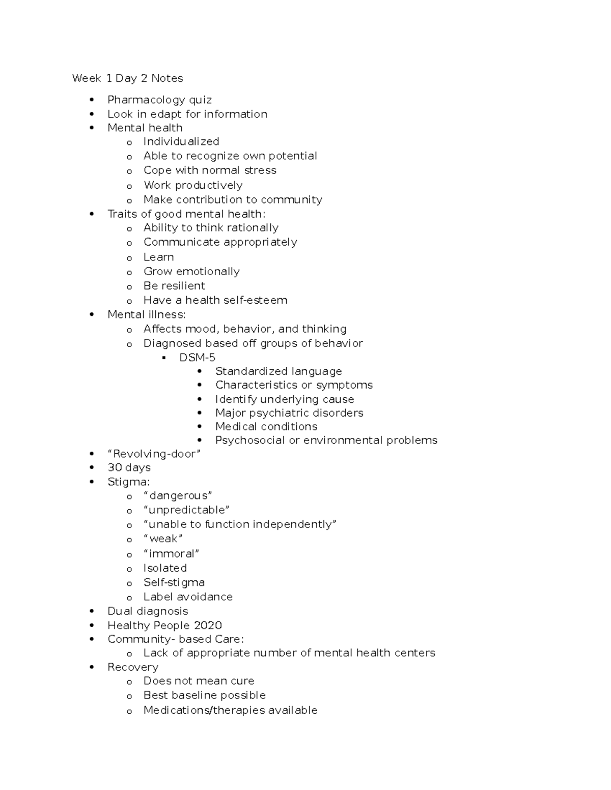 Week 1 Day 2 Notes NR326 - Week 1 Day 2 Notes Pharmacology quiz Look in ...