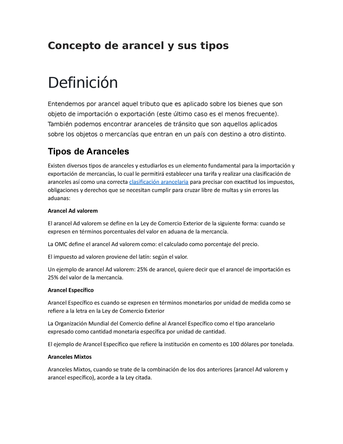 Concepto De Arancel Y Sus Tipos - Concepto De Arancel Y Sus Tipos ...