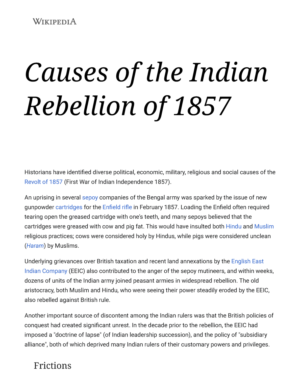 essay on indian rebellion of 1857