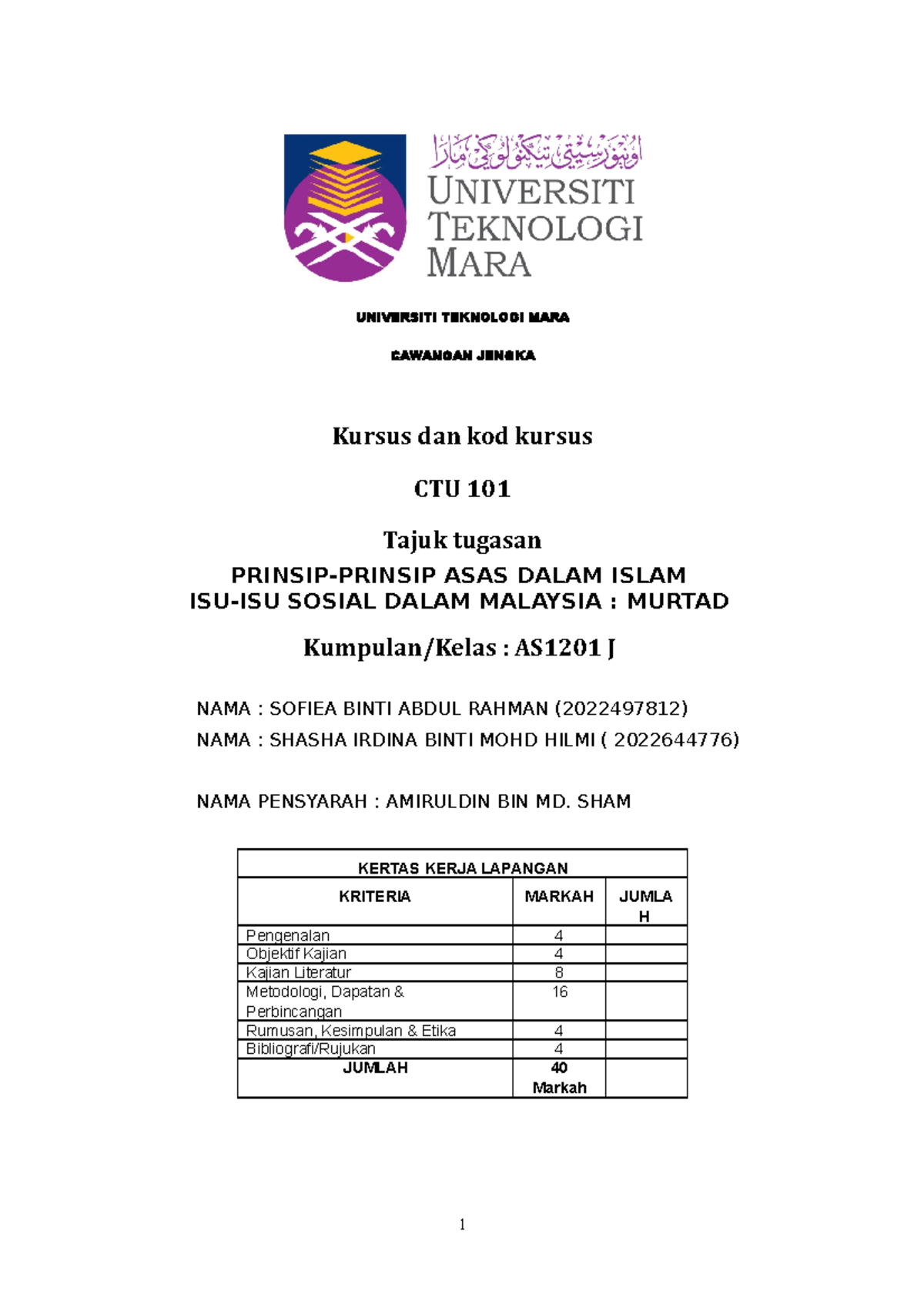 Kertas Kerja CTU 101 - Tengok boleh, tiru sikit je - fundamentals of ...