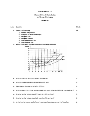 Chapter 8 Handout - perfect competition - Chapter 8: Profit ...