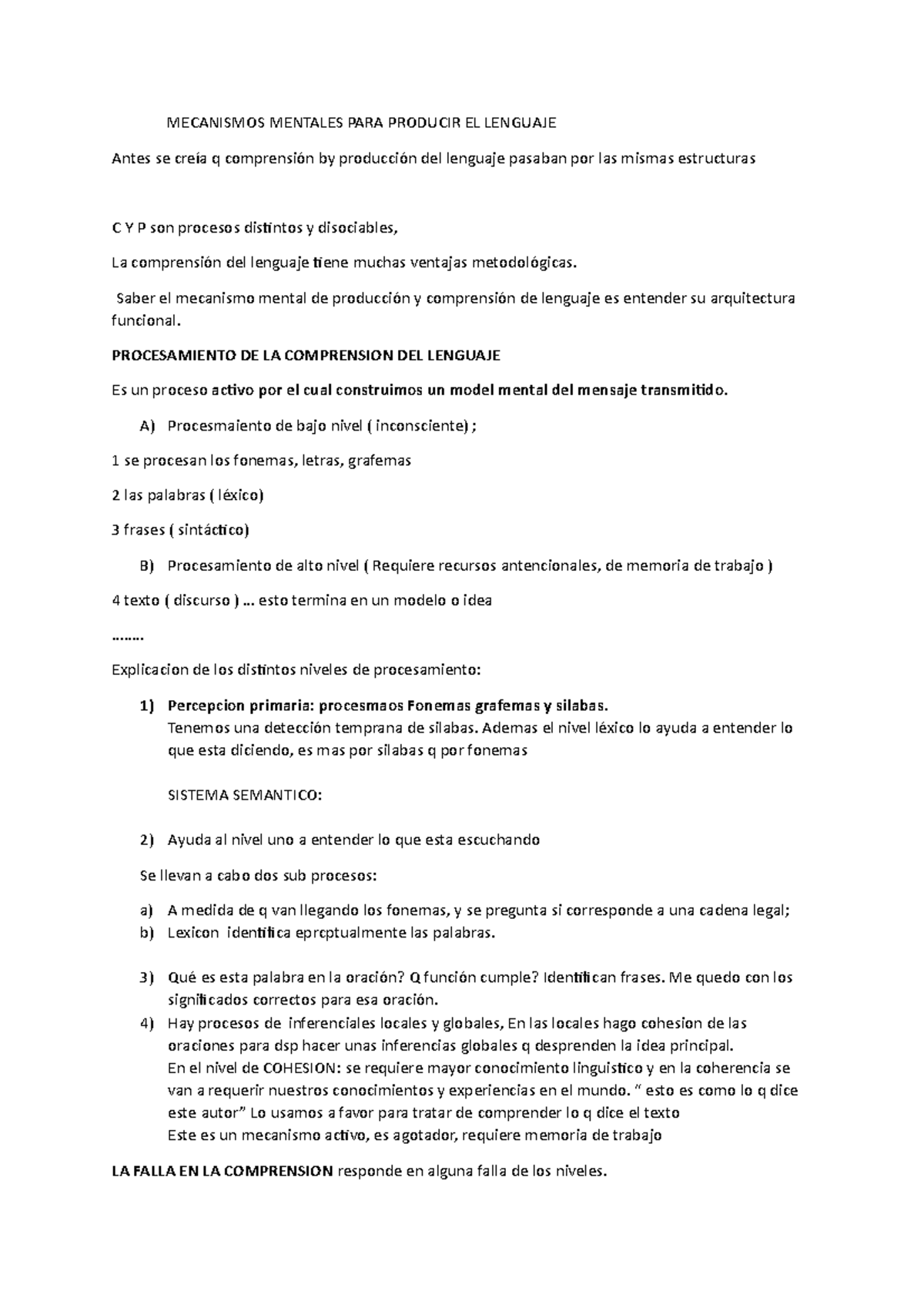 Mecanismos Mentales PARA Producir EL Lenguaje - MECANISMOS MENTALES ...