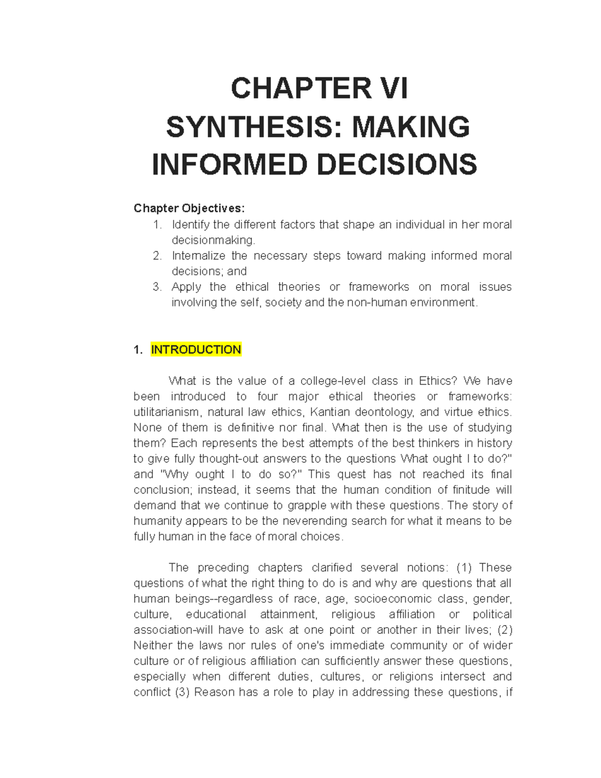 Synthesis-making-informed-decisions - CHAPTER VI SYNTHESIS: MAKING ...