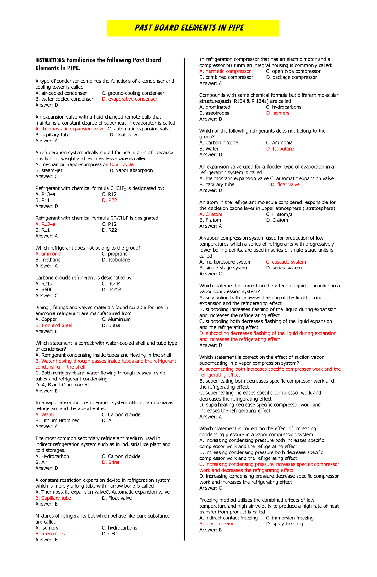 PIPE-VIT-5 - Ndjdn - INSTRUCTIONS: Familiarize the following Past Board ...