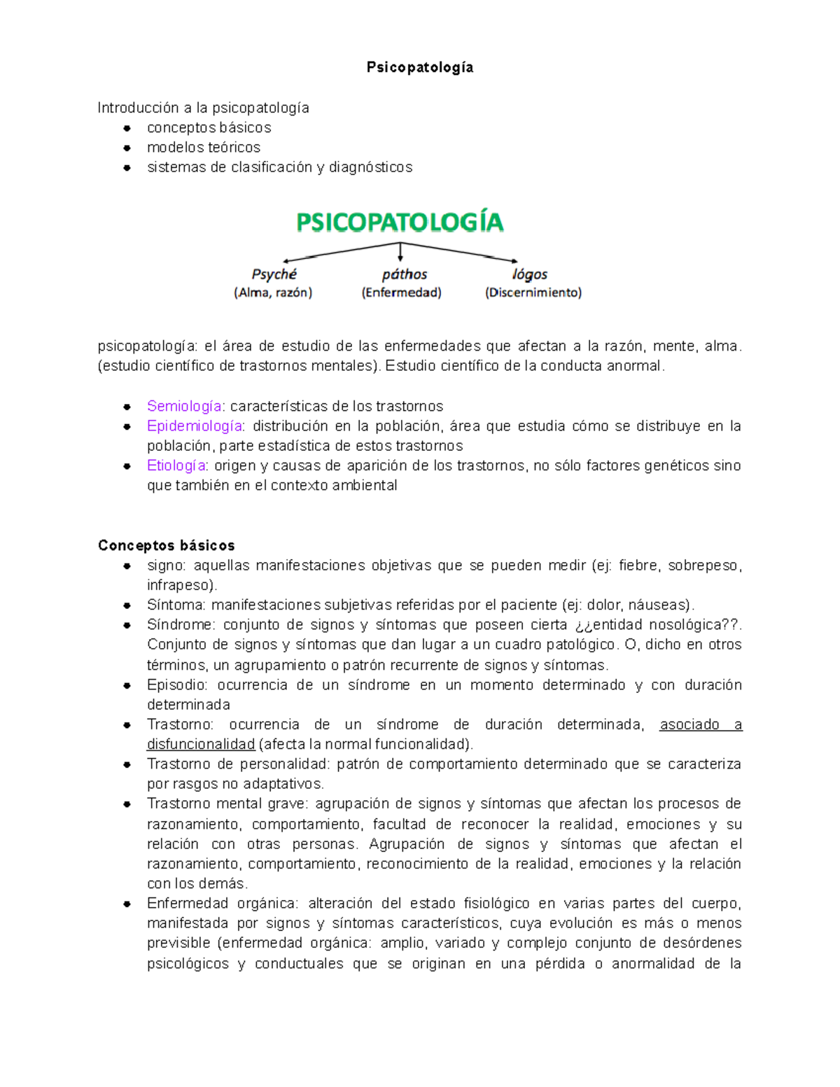 Tema 1 - Apuntes 1 - Psicopatología Introducción a la psicopatología ...