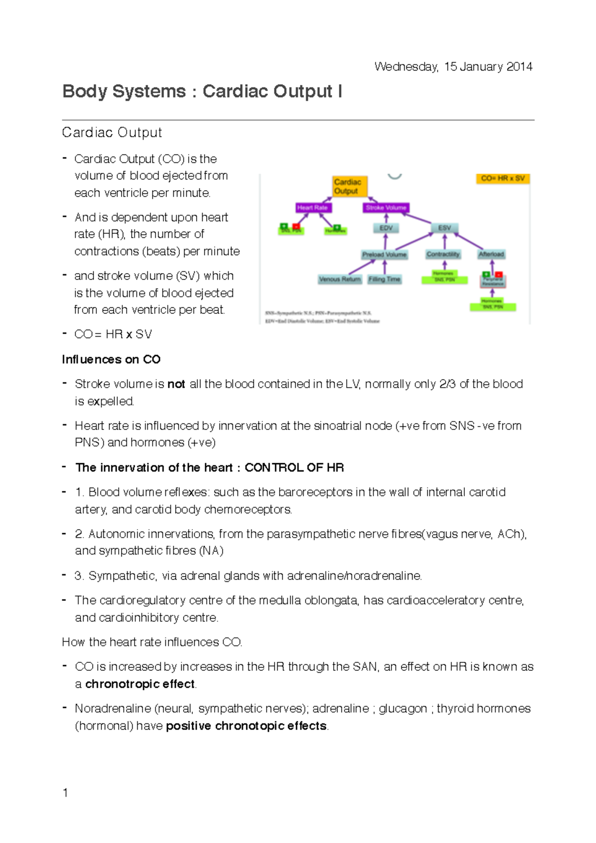 Lecture Notes Body Systems: Cardiac Output I - Warning: TT: more ...