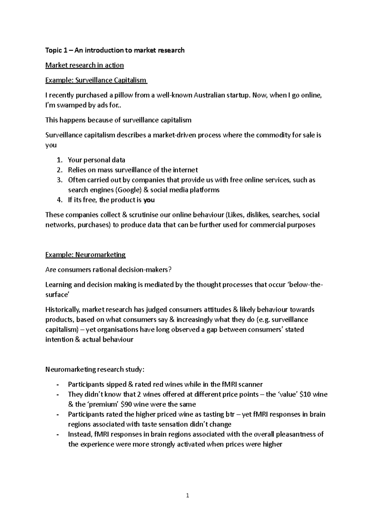 Market Research 1-3 - Topic 1 – An introduction to market research ...