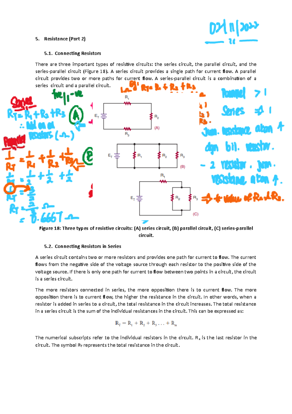 Theory 5 Resistance 2 - LECTURES NOTES - Resistance (Part 2) Connecting ...