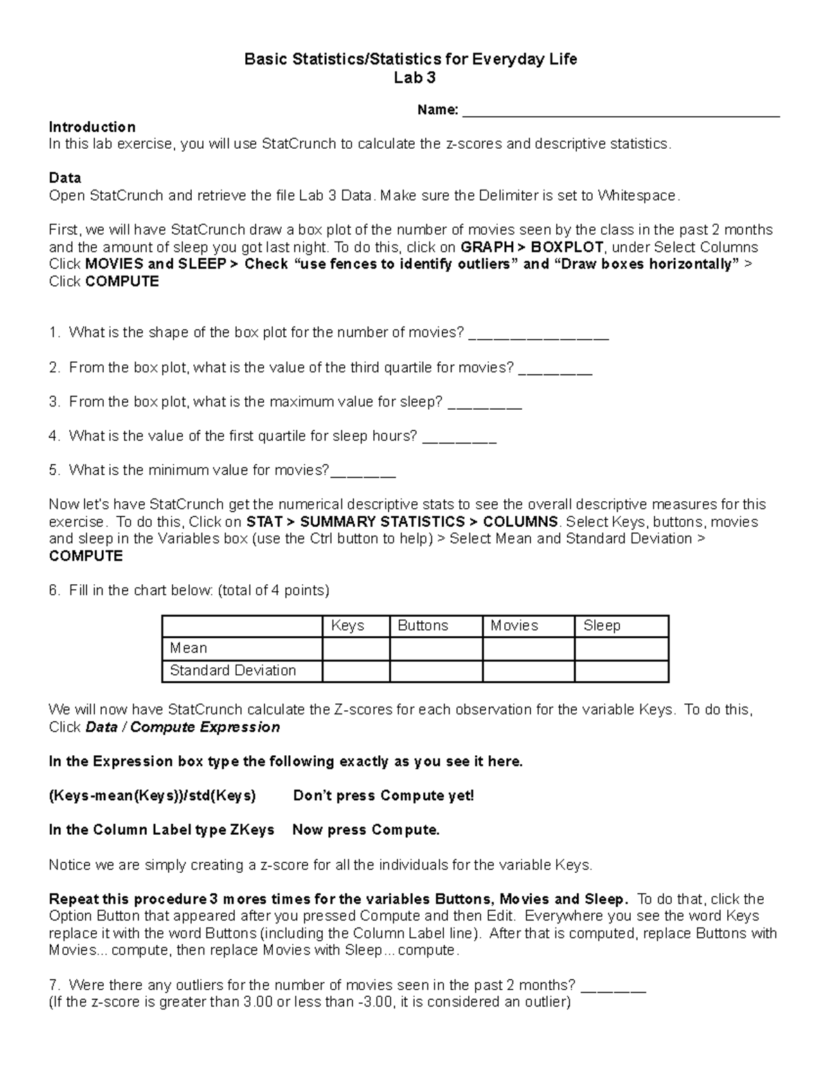 Lab 3 - Reg - The University Of Akron - Basic Statistics Statistics For 