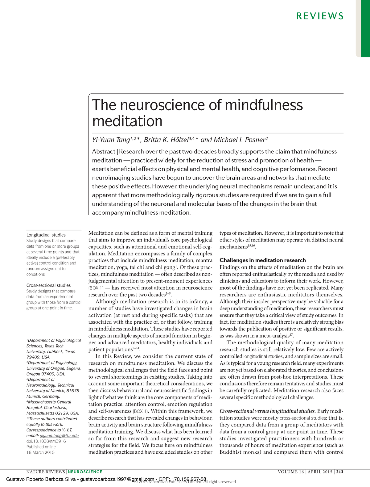 The Neuroscience Of Mindfulness Meditation - Meditation Can Be Defined ...