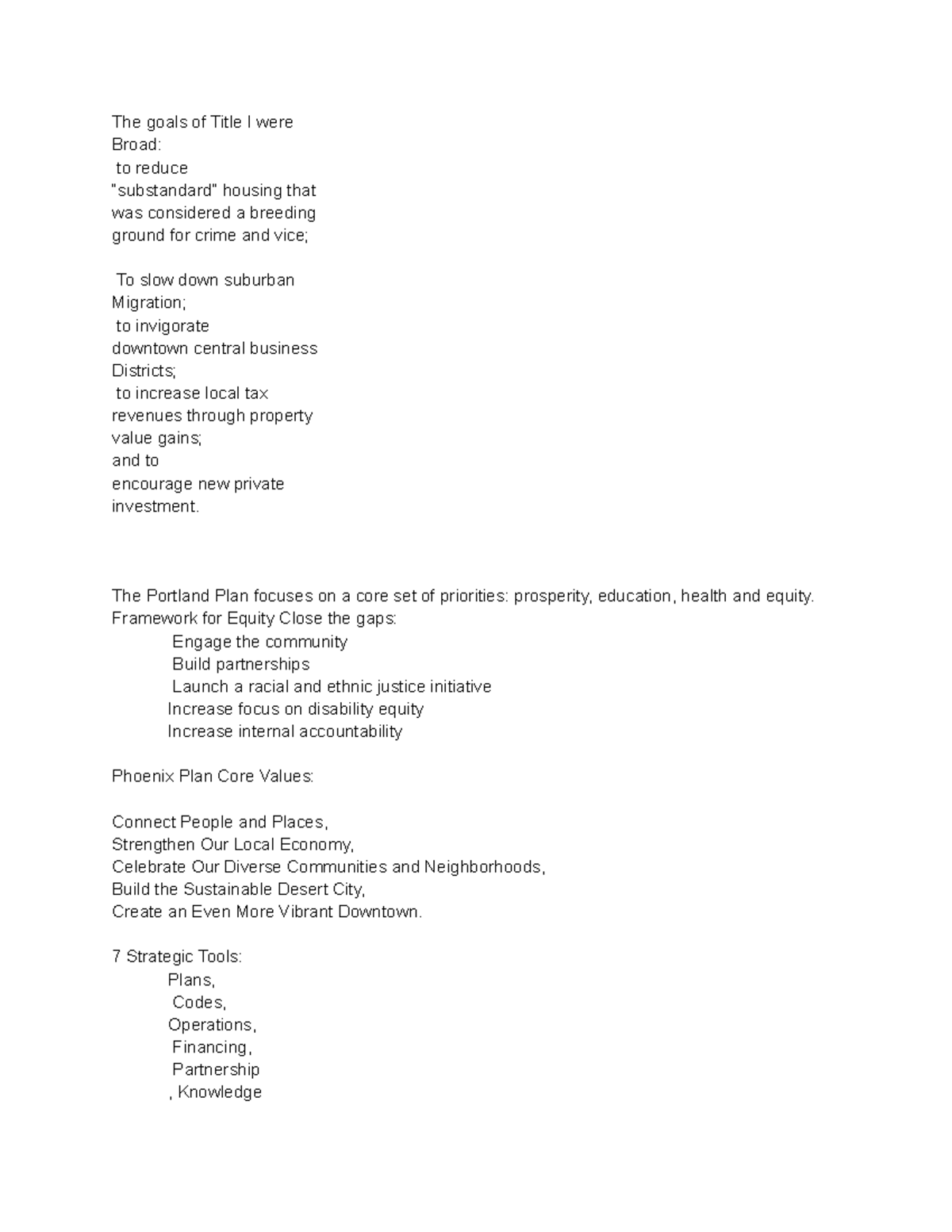 Week 4 Notes from Book - The goals of Title I were Broad: to reduce ...