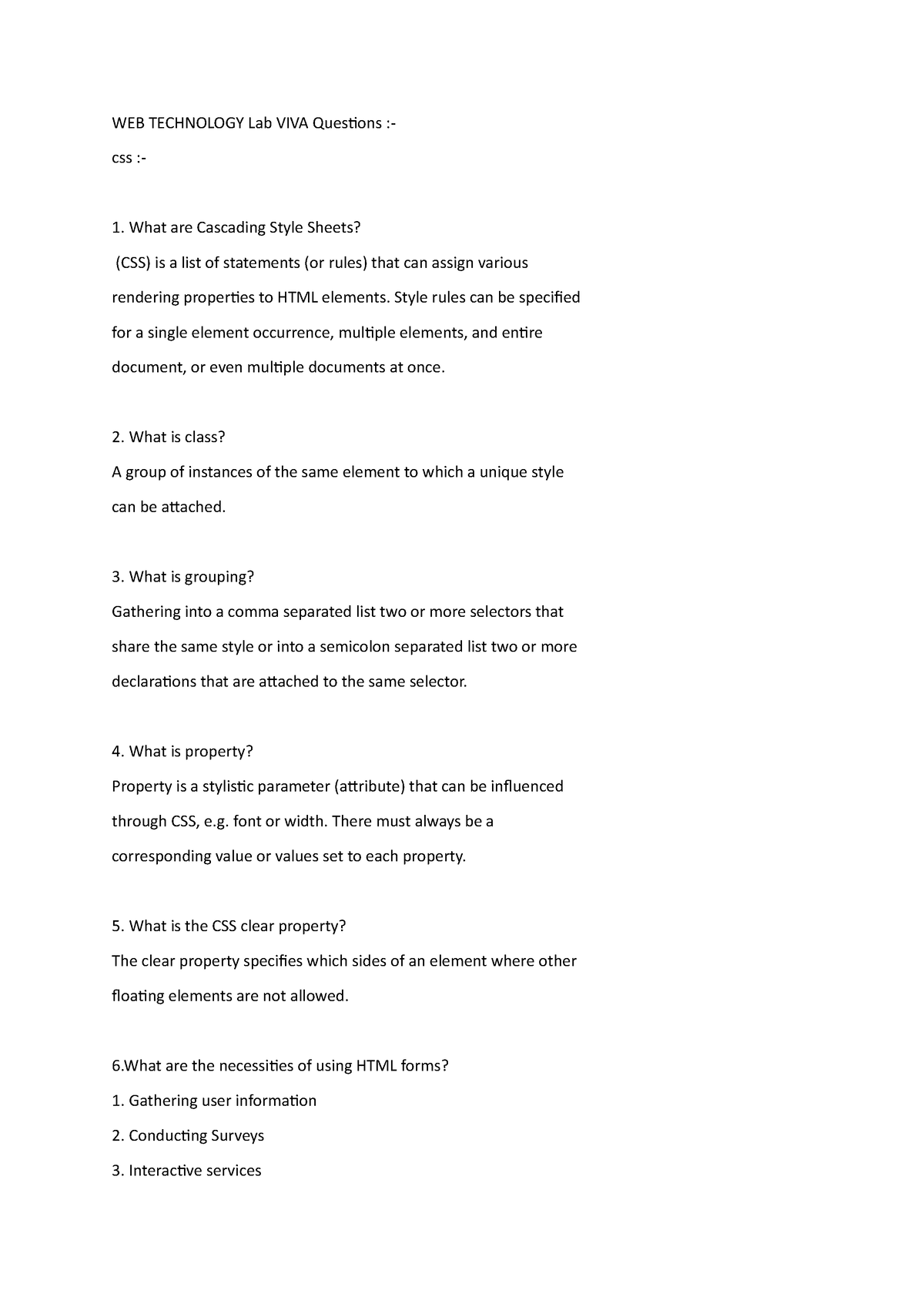 Web Technology Lab Viva Questions Bcs053 - Web Technology Lab Viva 