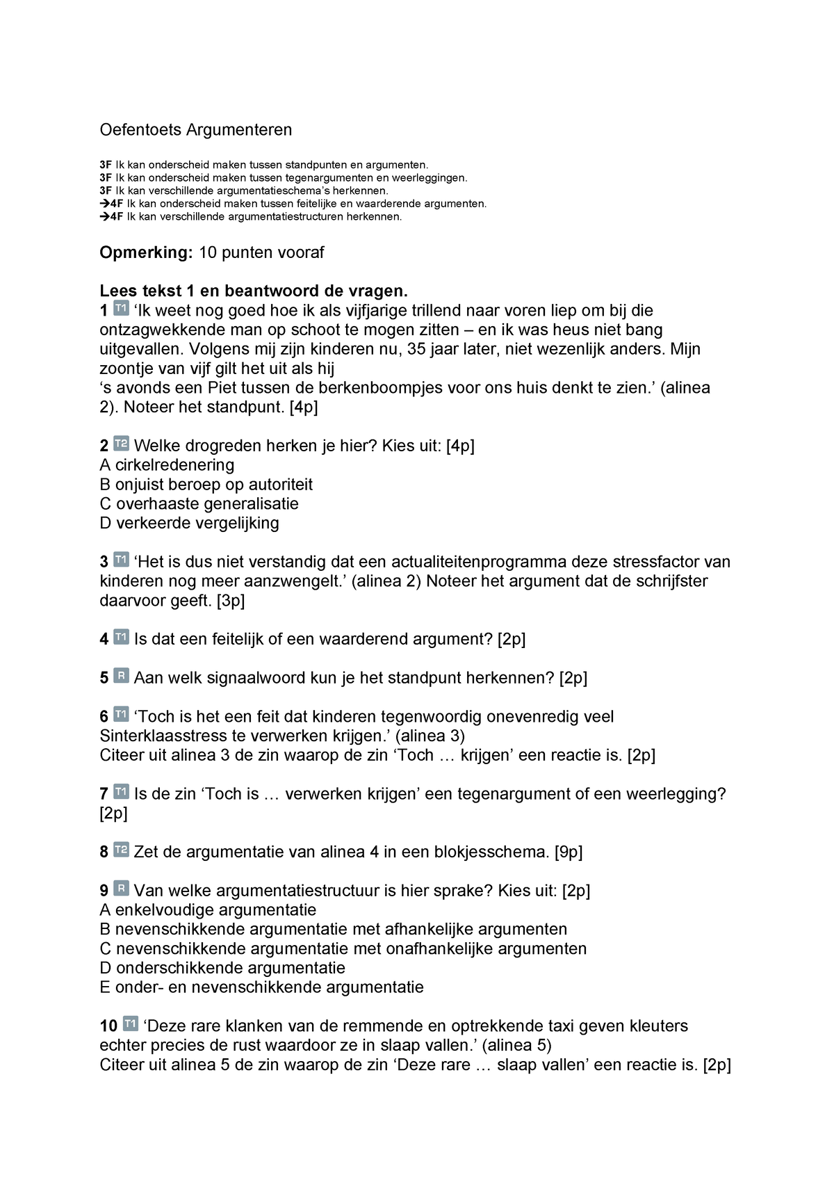 Argumenteren Oefentoets - Oefentoets Argumenteren 3F Ik Kan Onderscheid ...