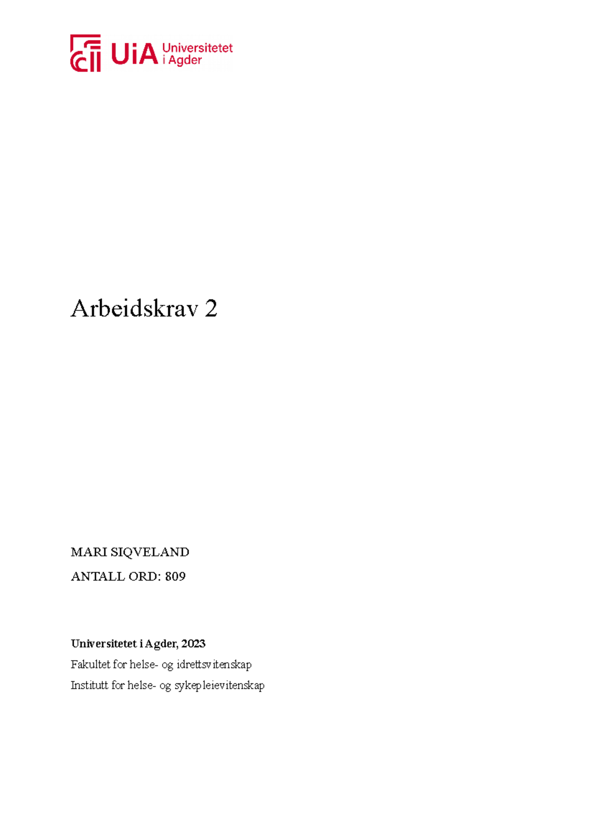 Arbeidskrav 2 - - Studocu