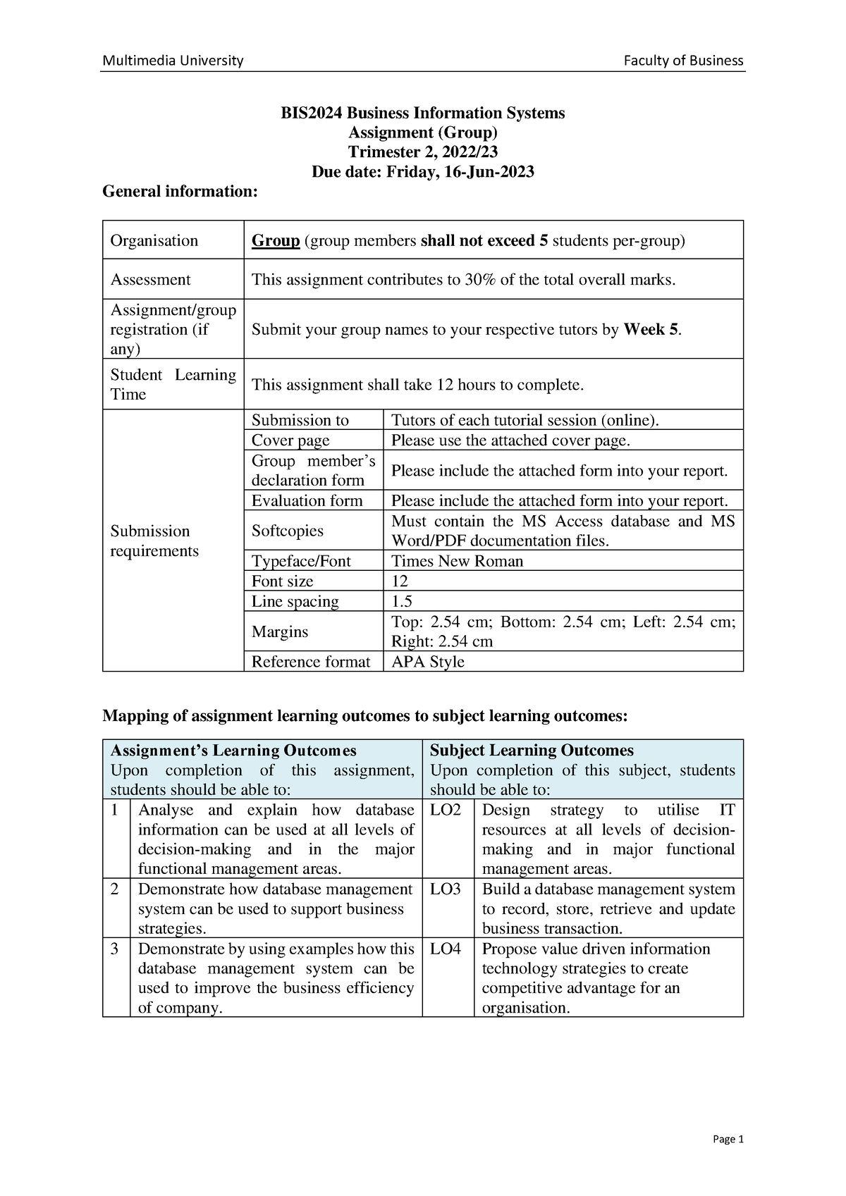 business information systems assignment