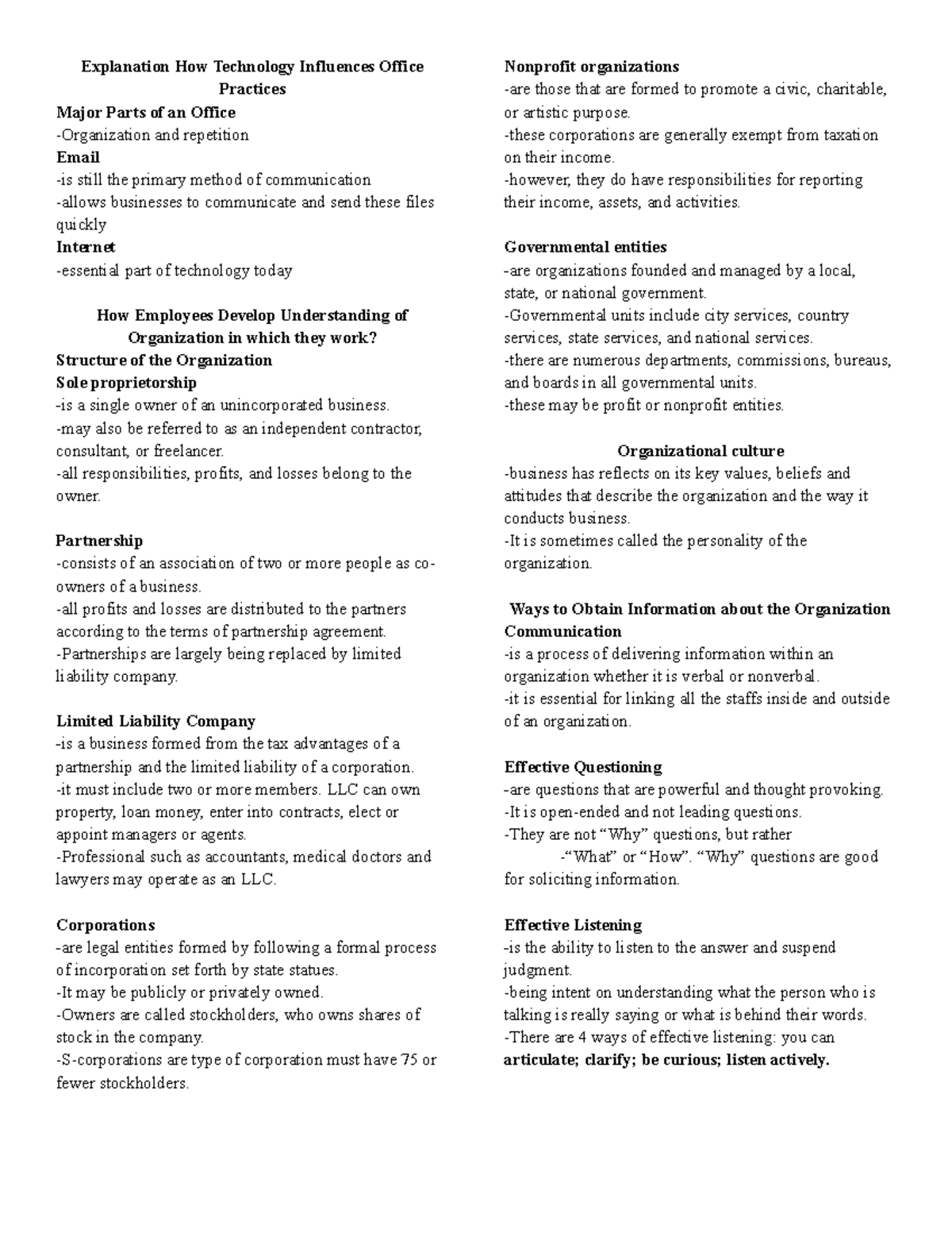 Administrative Office Procedures and Management Explanation How