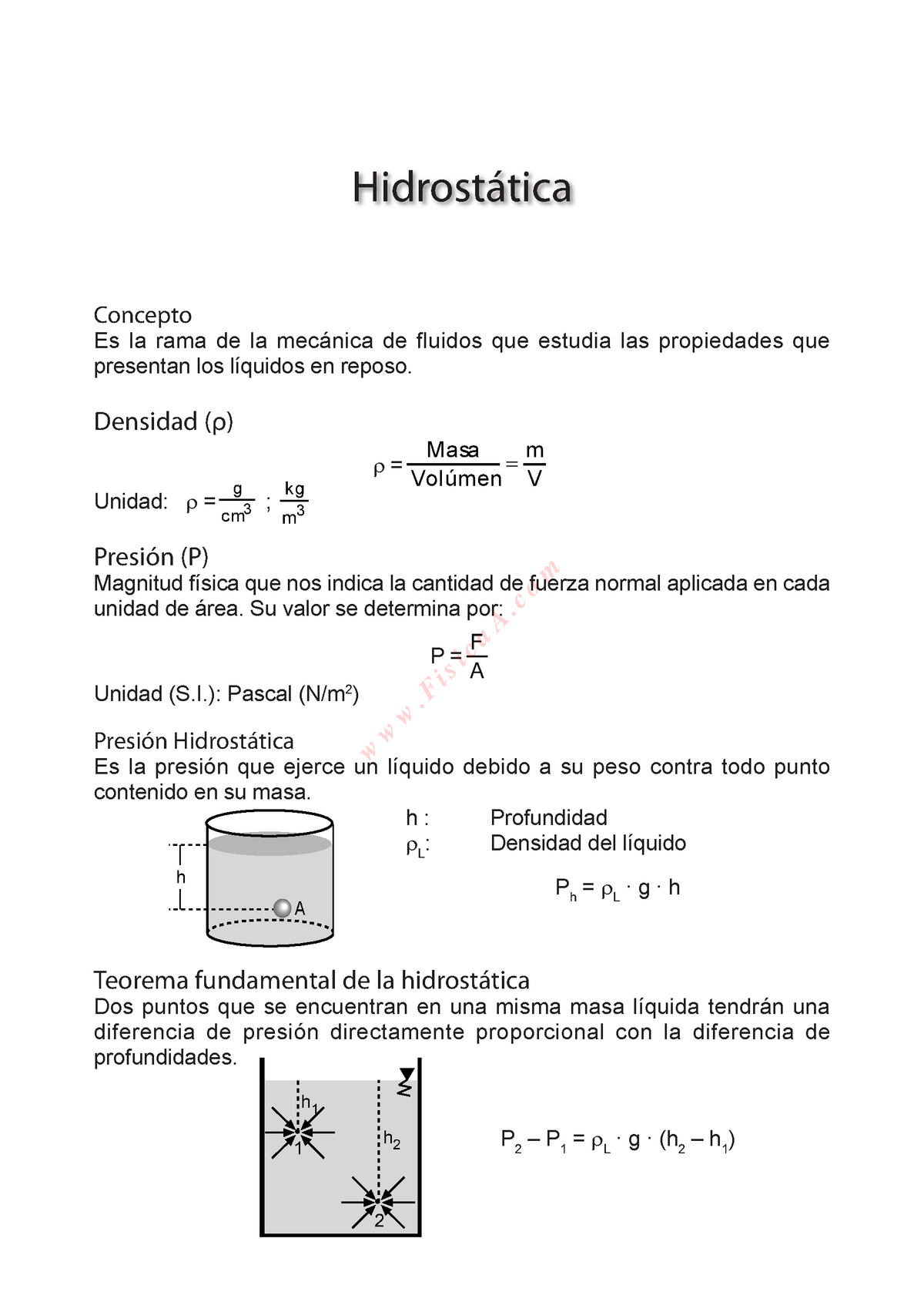 11 Hidrostatica - Apuntes útiles Para Primer Año - FÍSICA UNIDAD 11 ...