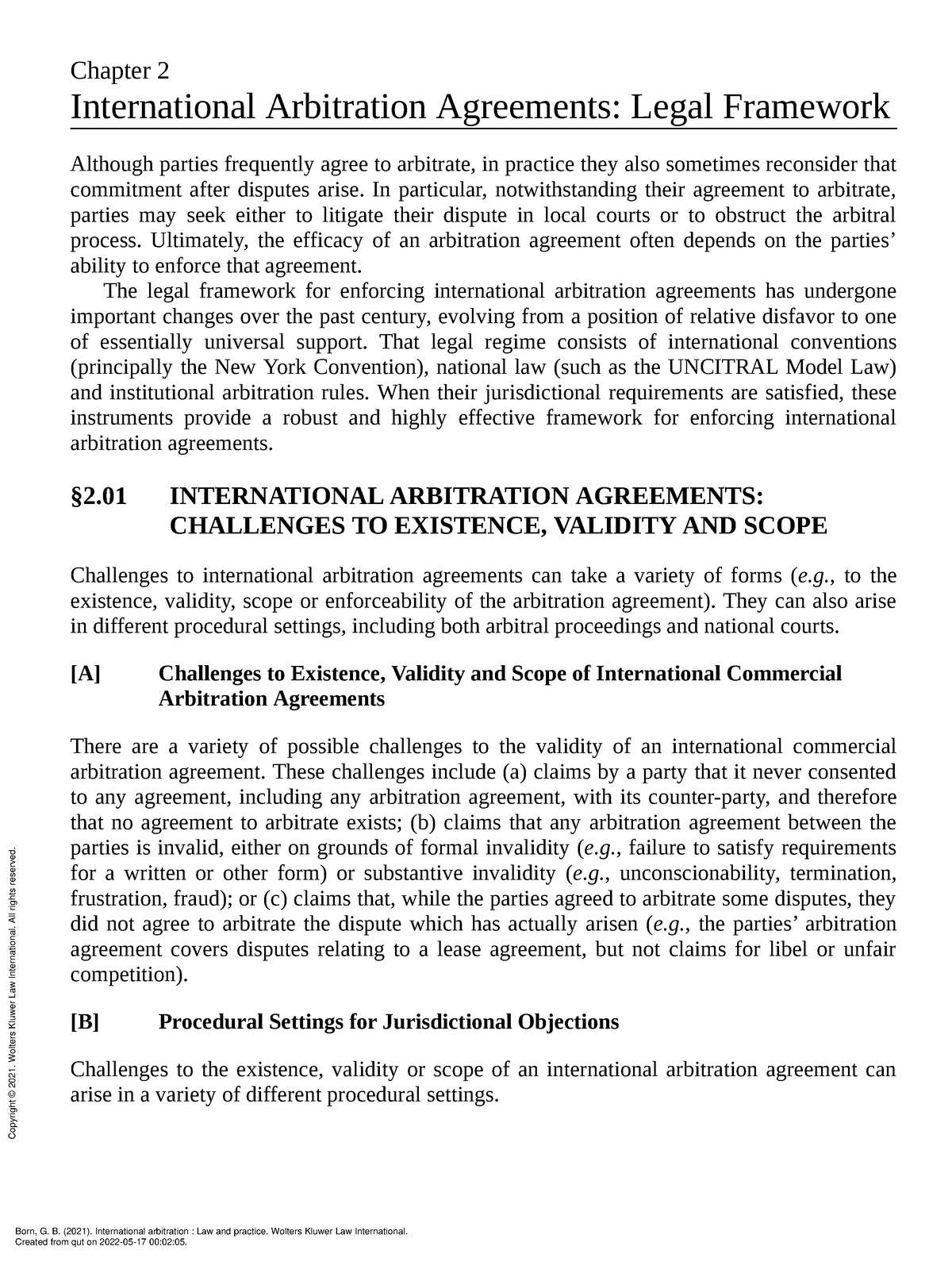 International Arbitration Law And Practice - (Part I International ...