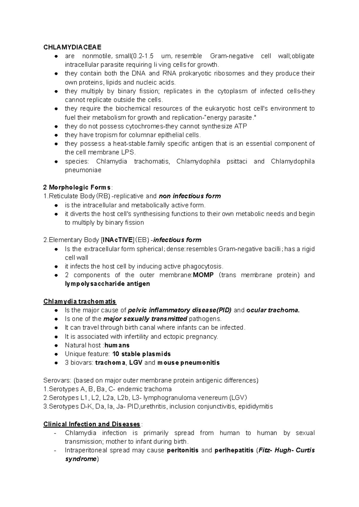 Chlamydia - Reading material. - CHLAMYDIACEAE are nonmotile，small(0.2-1 ...