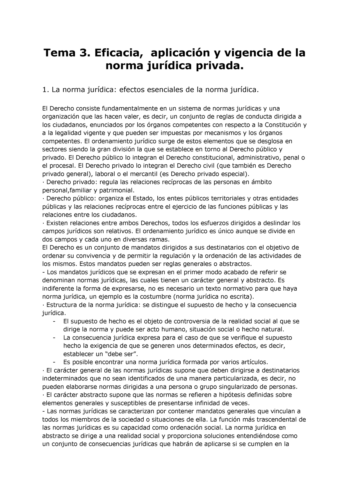 Tema 3 Derecho Civil - Tema 3. Eficacia, Aplicación Y Vigencia De La ...