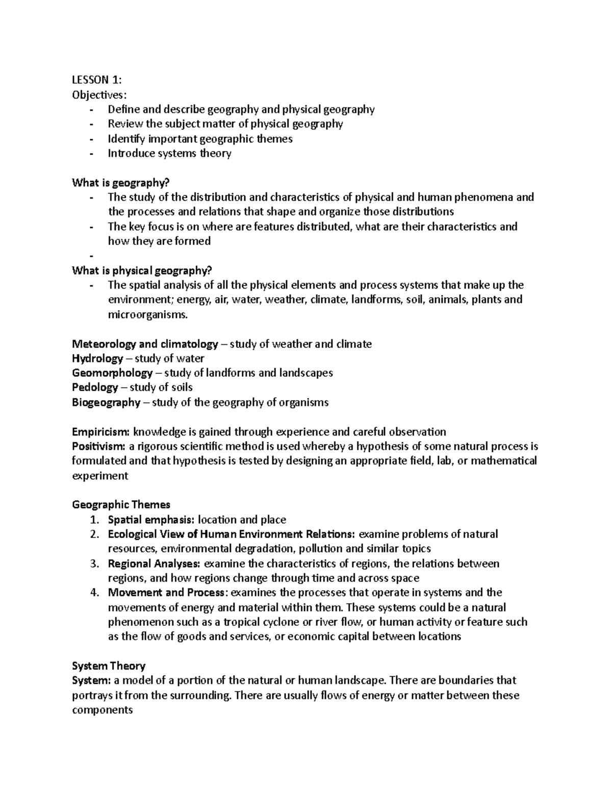 gg101-notes-lesson-1-objectives-define-and-describe-geography-and