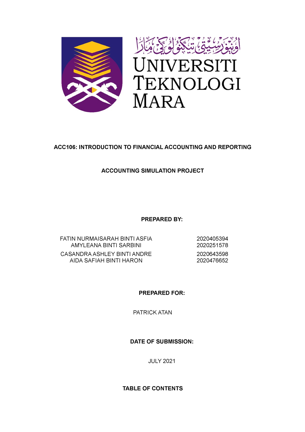 acc106 group assignment