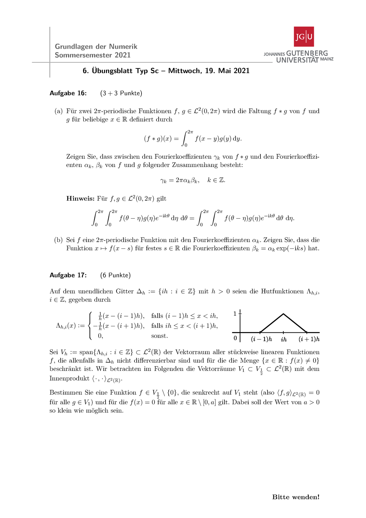 Blatt 6-sc - Aufgaben - Grundlagen Der Numerik Sommersemester 2021 6 ...