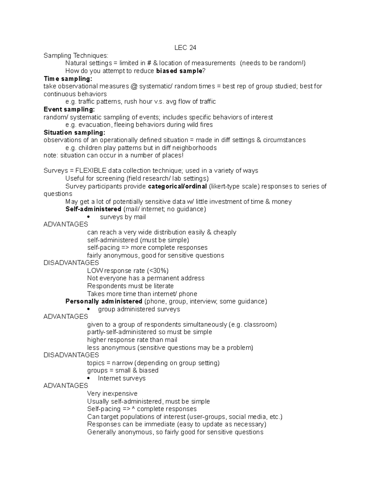 LEC 24 - Lecture notes 24 - LEC 24 Sampling Techniques: Natural ...