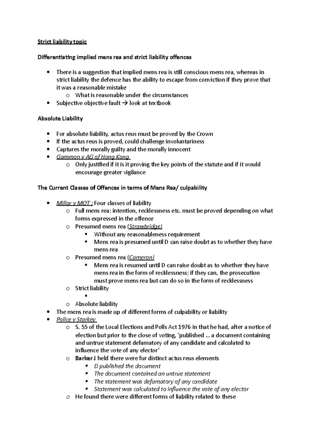 Strict liability topic - Strict liability topic Differentiating implied ...