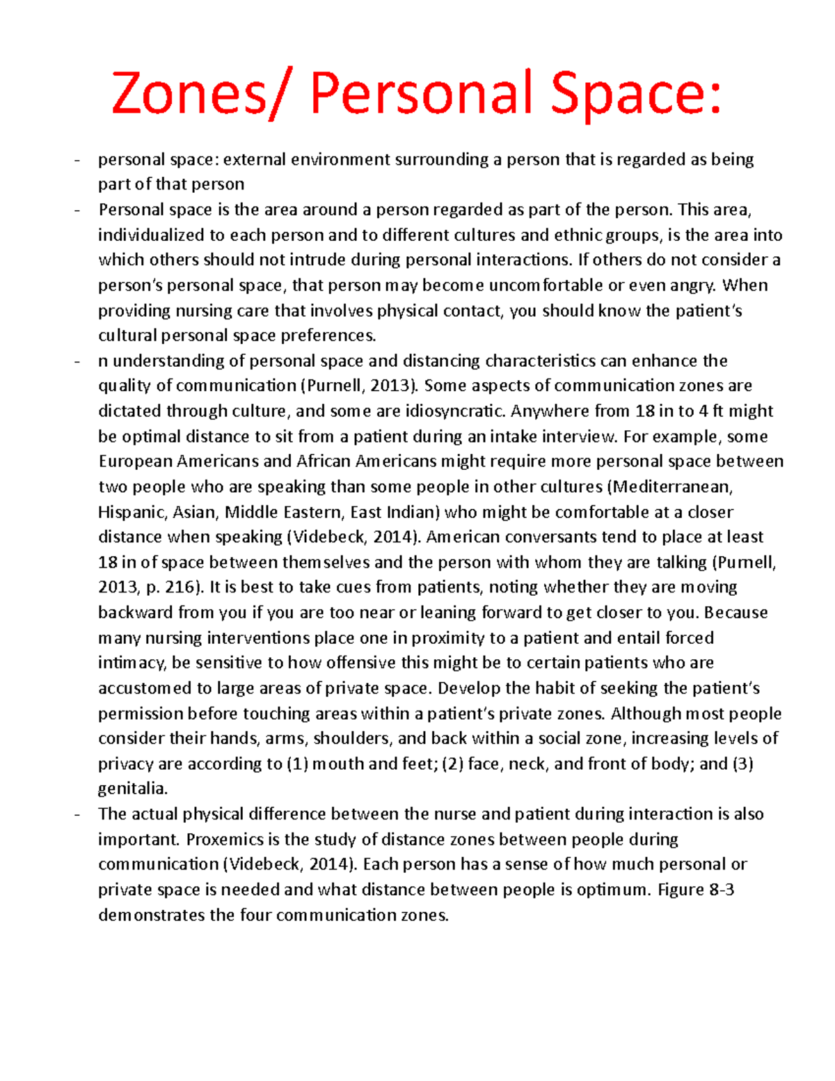 Ch 8 Fundamentals - Zones & Personal Space - Zones/ Personal Space