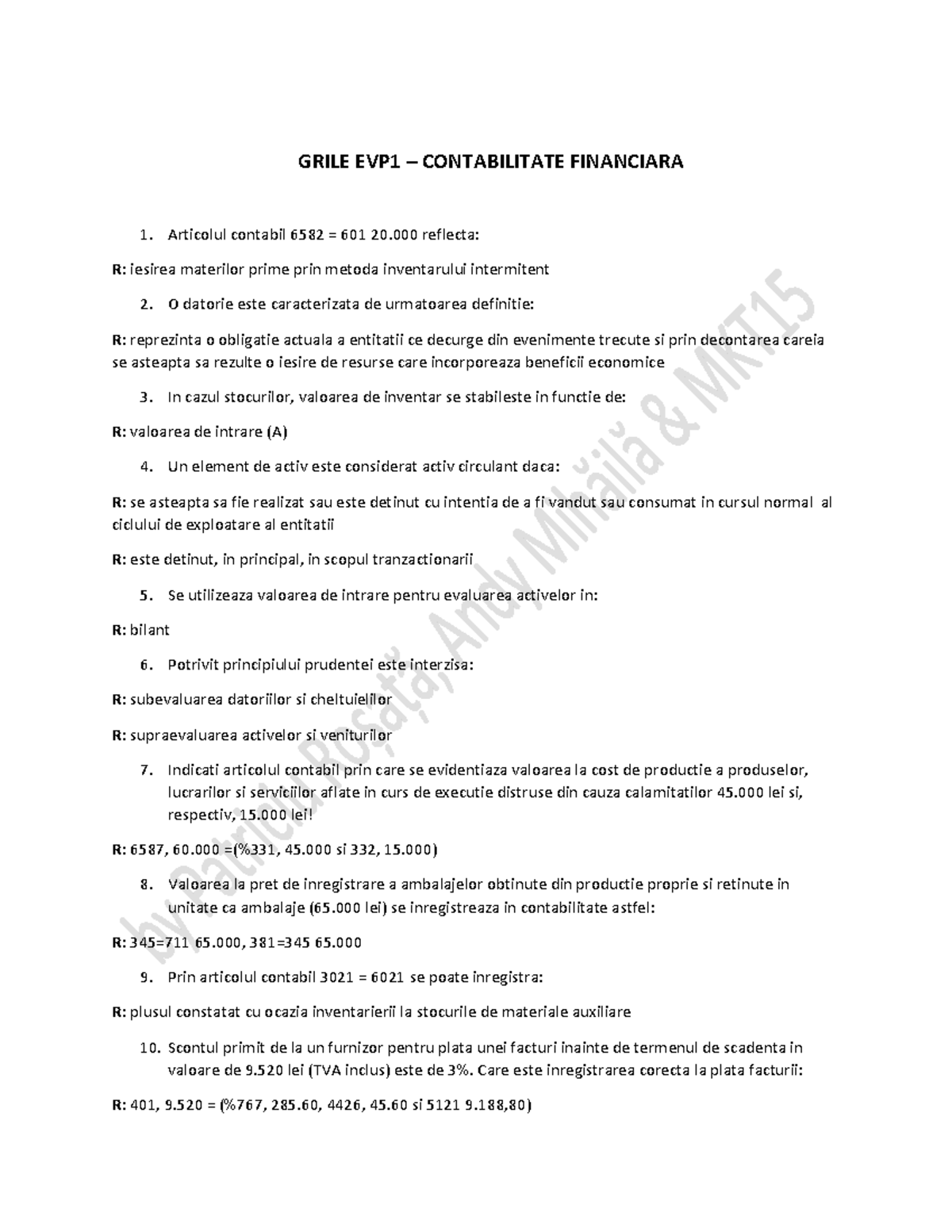 Grile EVP1 Contabilitate Financiara by Prammkt 15 1 GRILE EVP1