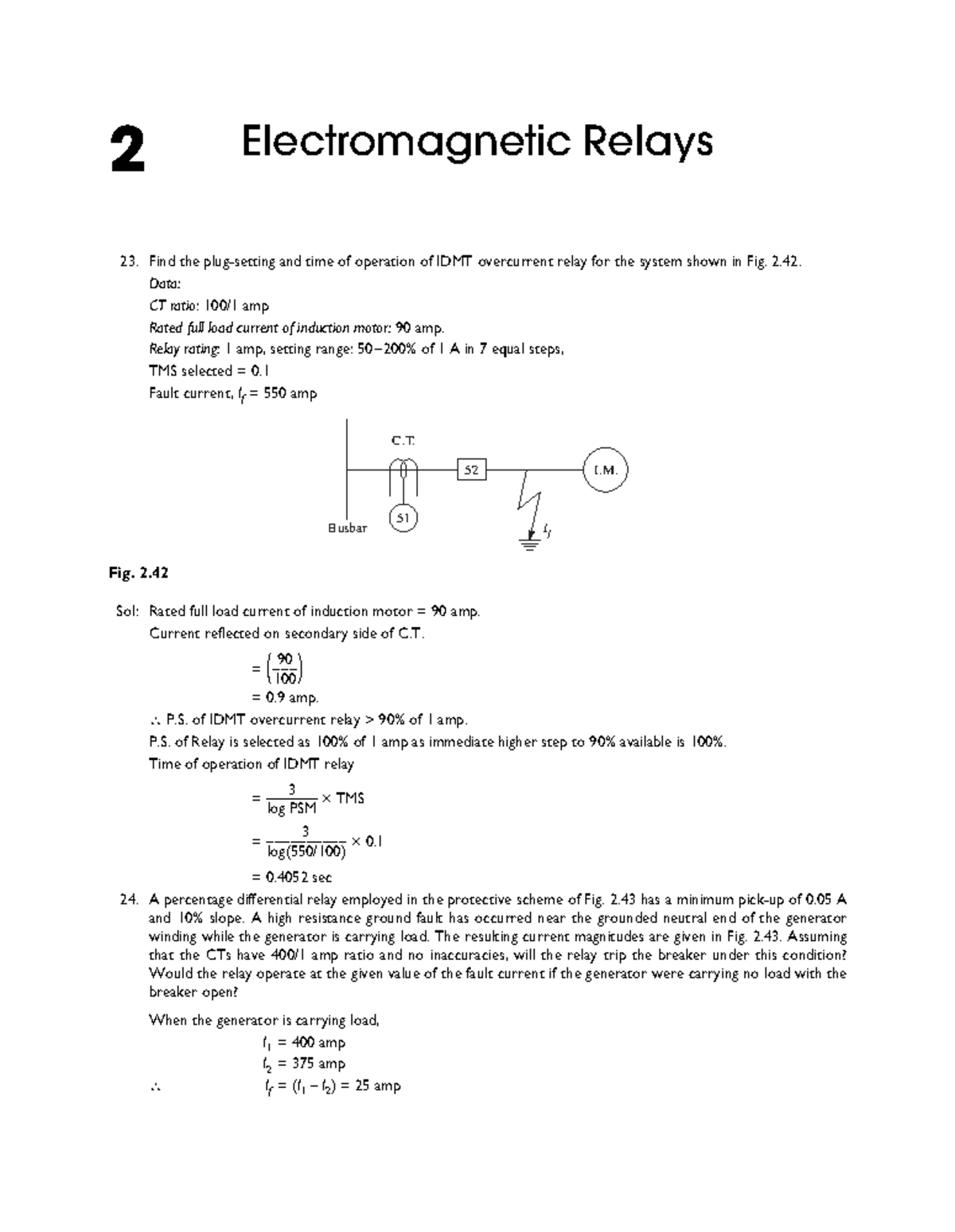 Solution Manual to Chapter 02 of Power System Protection and Switchgear