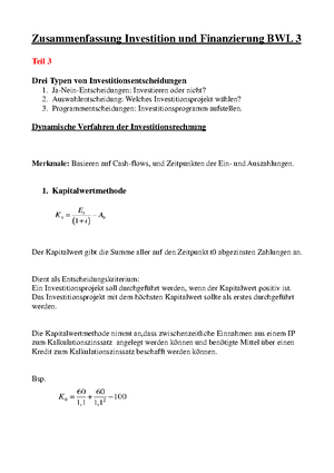 Zusammenfassung Bwl3 Finanzierung Teil 3 Kopie Studocu
