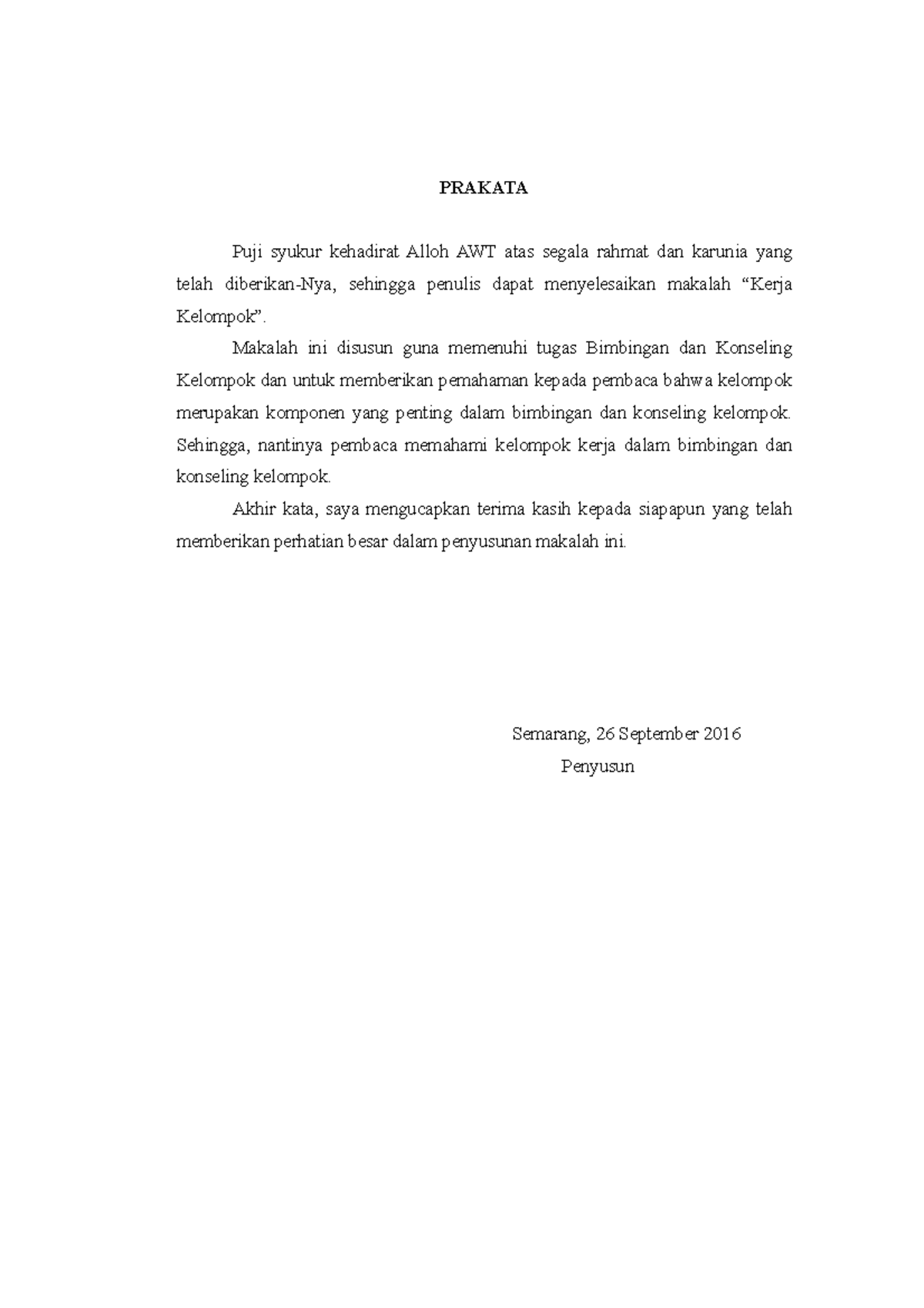 3. Kerja Kelompok - my essay - PRAKATA Puji syukur kehadirat Alloh AWT ...