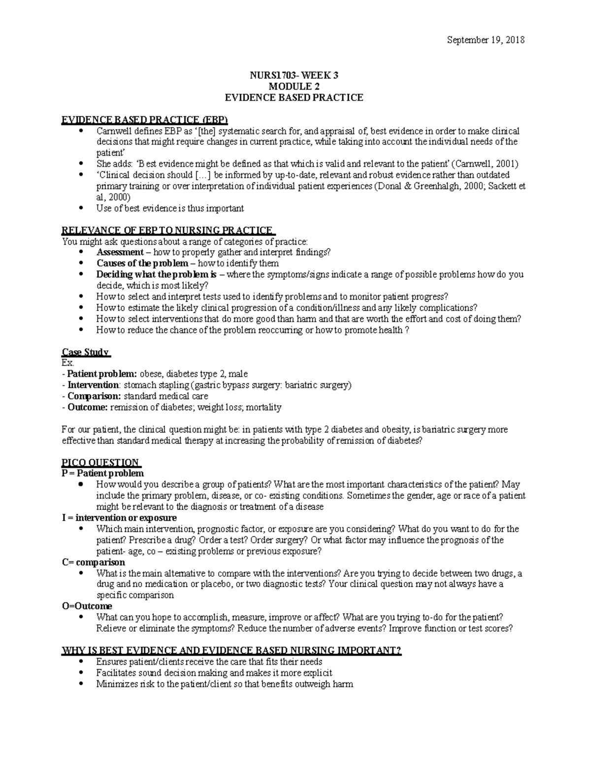 NURS17013- WEEK 3 - Lecture notes 3 - NURS1703- WEEK 3 MODULE 2 ...
