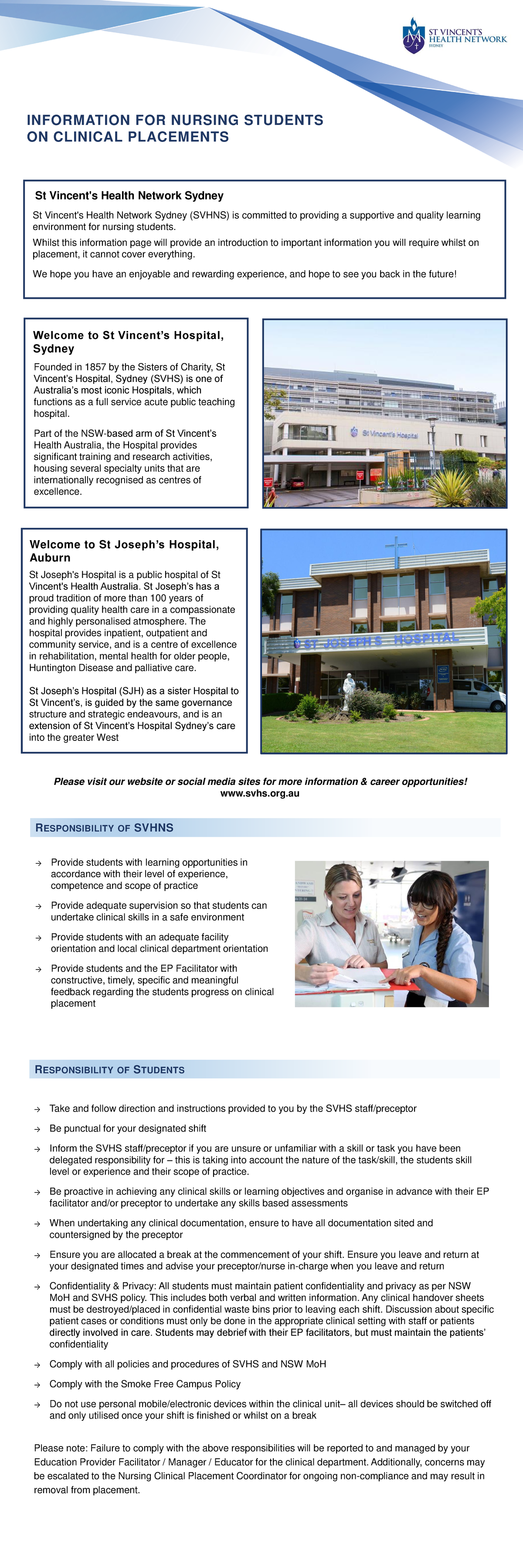 Svhns Nursing Clinical Placement Brochure - INFORMATION FOR NURSING ...