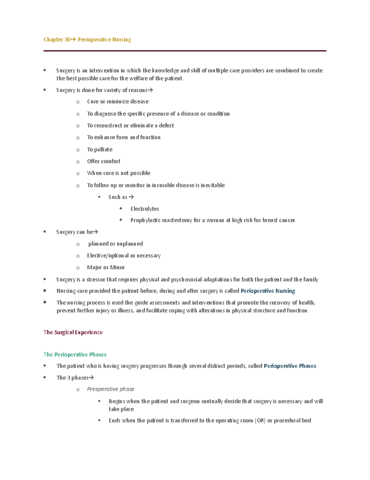 Chapter 30-Perioperative Nursing - Chapter 30 Perioperaive Nursing ...