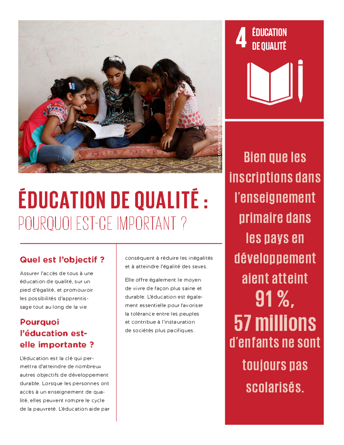 Why it matters Goal 4 French Quel est l’objectif? Assurer l’accès de