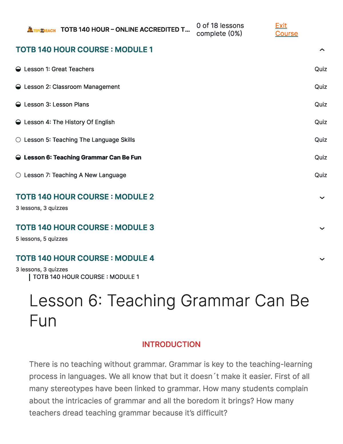 Lesson 6 Teaching Grammar Can Be Fun - TEFL ON THE Beach - TOTB 140 ...