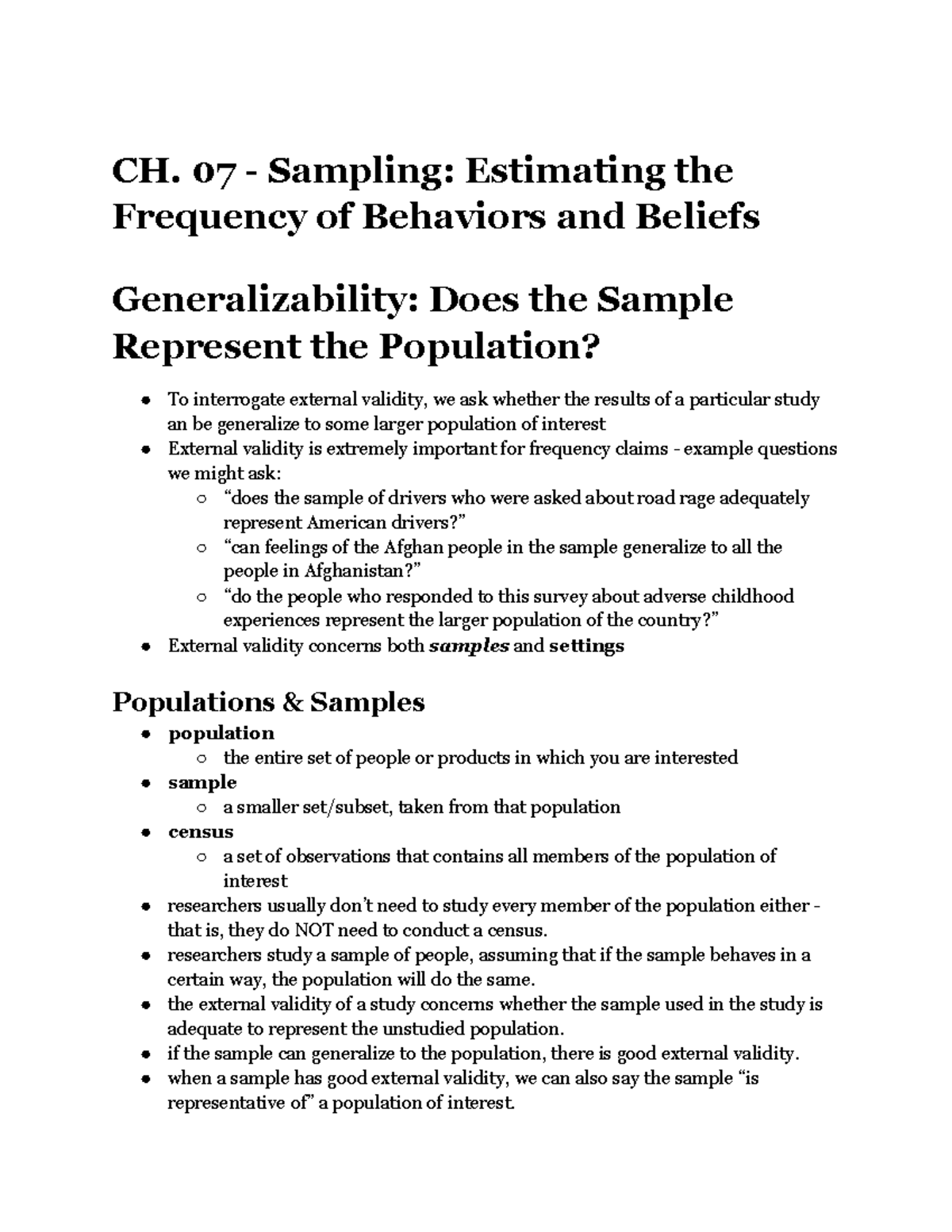 CH. 07 - Sampling Estimating the Frequency of Behaviors and Beliefs ...