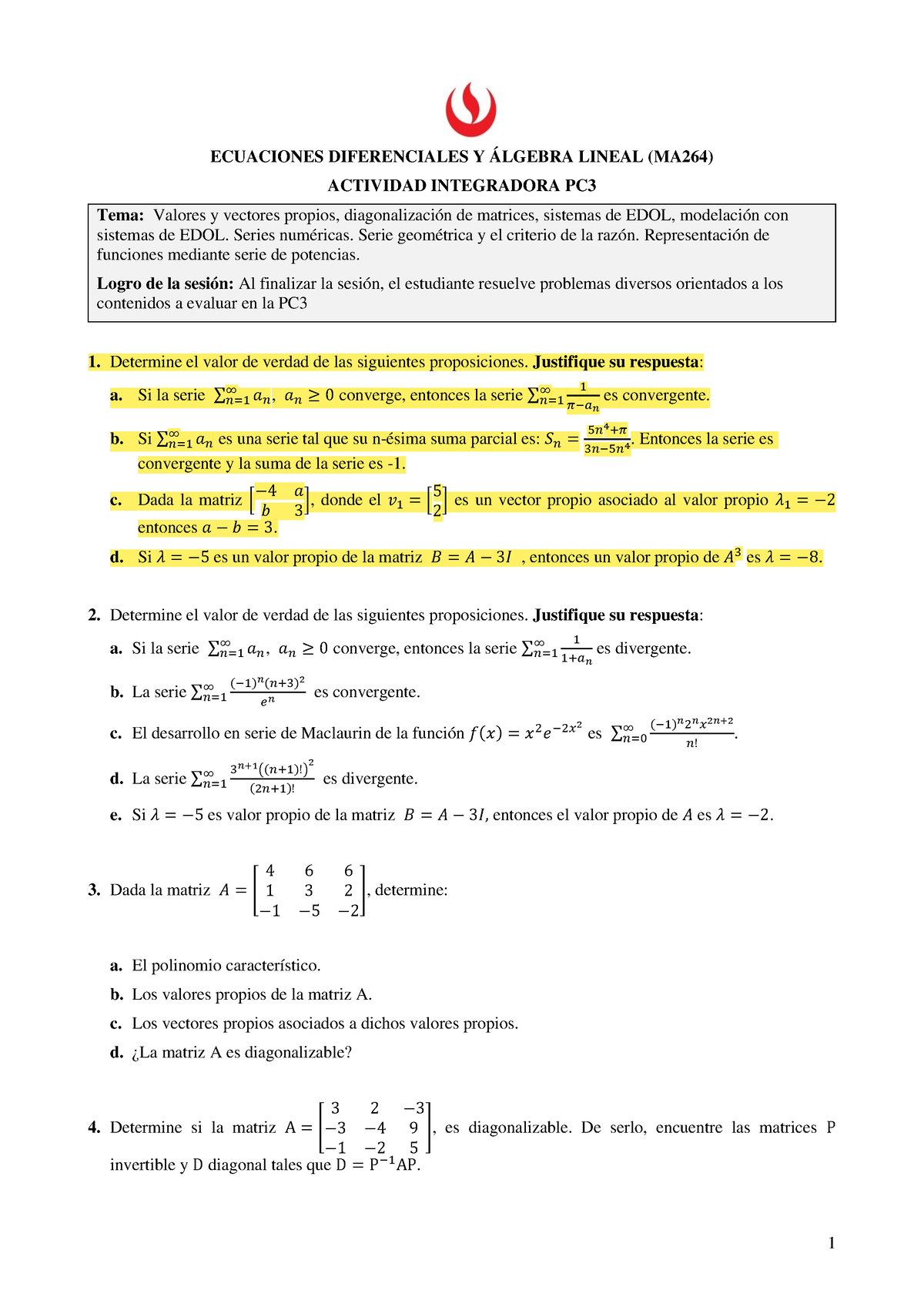 MA264 Clase Integradora PC3 - ECUACIONES DIFERENCIALES Y ÁLGEBRA LINEAL ...